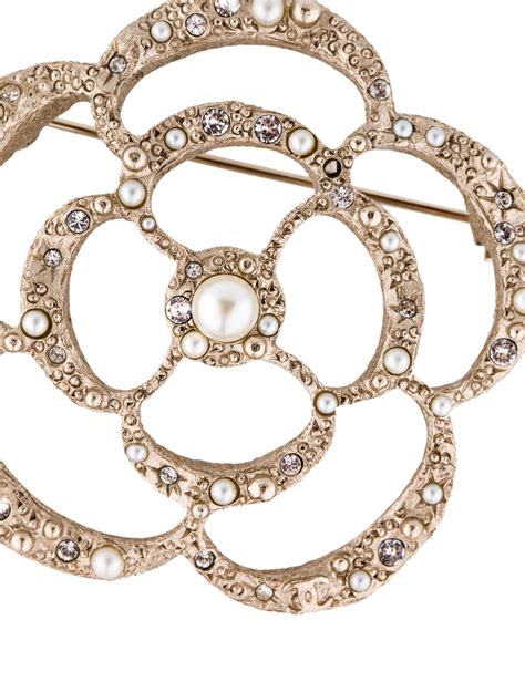 chanel camellia brooches|chanel pearl brooch price.